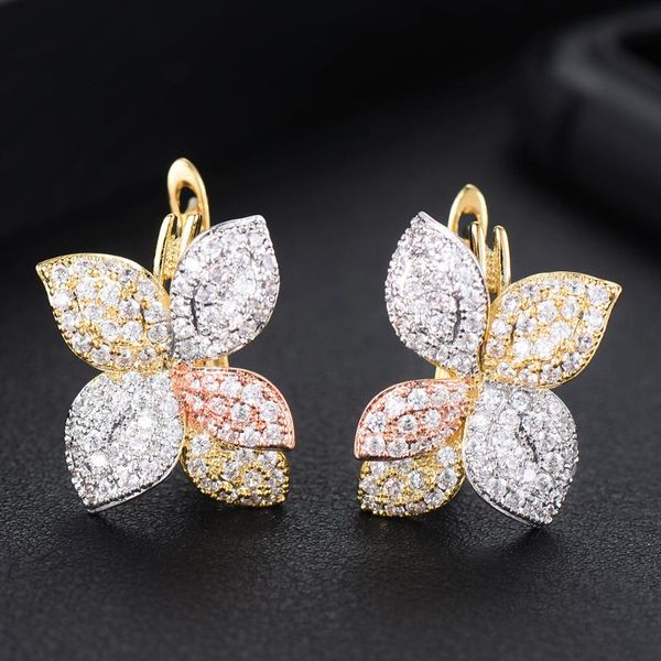 

stud butterfly shape charming earrings gorgeous exclusive boucle d'oreille femme fashion jewelry full mini cubic zirconia, Golden;silver