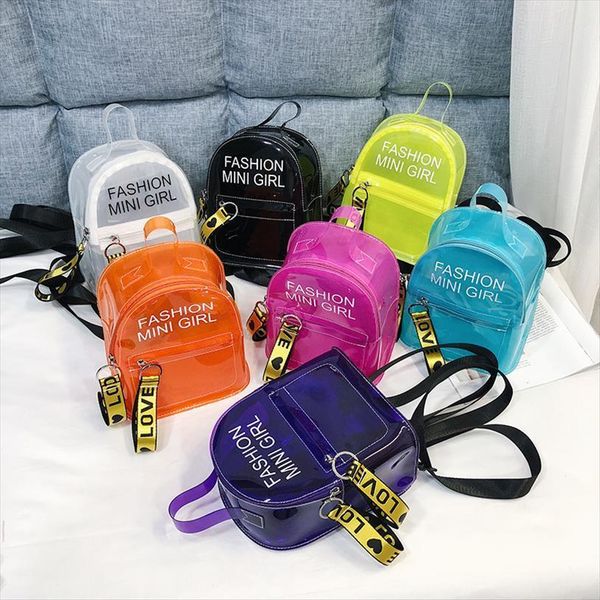 

mini transparent pvc jelly color women backpacks ladies school bags for teenager girls boy travel hand mochilas mujer
