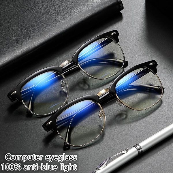 

sunglasses anti radiation blue light eyeglasses replaceable lens computer glasses high qulity half metal glass, White;black