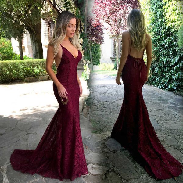 

luxury evening dress lace sling v-neck open back, Black;gray