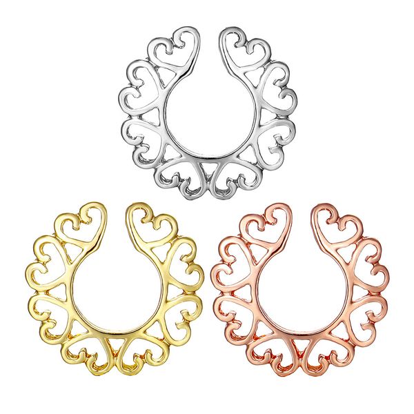 

d0010 heart nipple ring mix colors, Silver