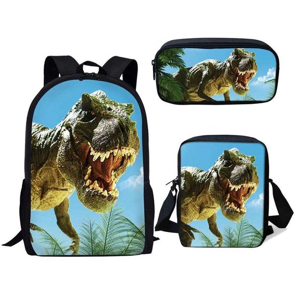 Serin Jurassic Dünya Dinozor Okul Çantası Setleri 3D Genç Erkek Kız Schoolbag Öğrenci Omuz Çantaları Çocuklar Sırt Çantası Çocuk Bookbags X0529