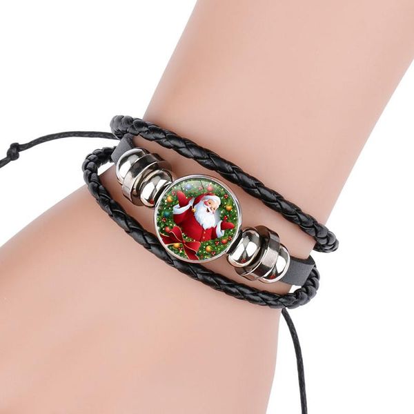 

charm bracelets santa claus bracelet artificial leather christmas decorations for home happy year 2022 tree ornaments xmas gifts, Golden;silver