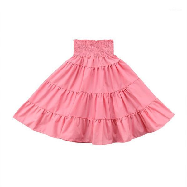 

skirts toddler girls elastic high waist pleated skirt casual long clothes size 2-5t1, Blue