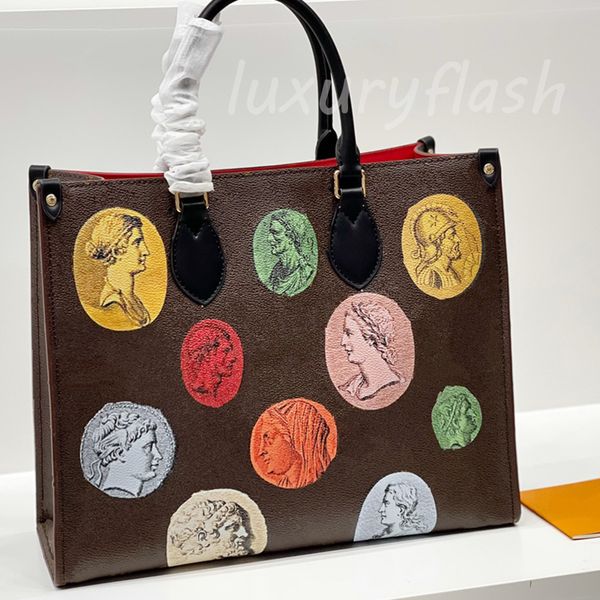 

2021 latest arrival onthego tote printed canvas women designer shopping bags mommy purses large capacity avatar shoulder handbags