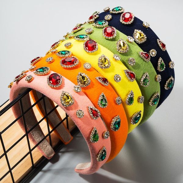 

2021 shining rhinestone hair accessories for women fashion candy color spong thick winter hairbands headwear hair hoop, Silver