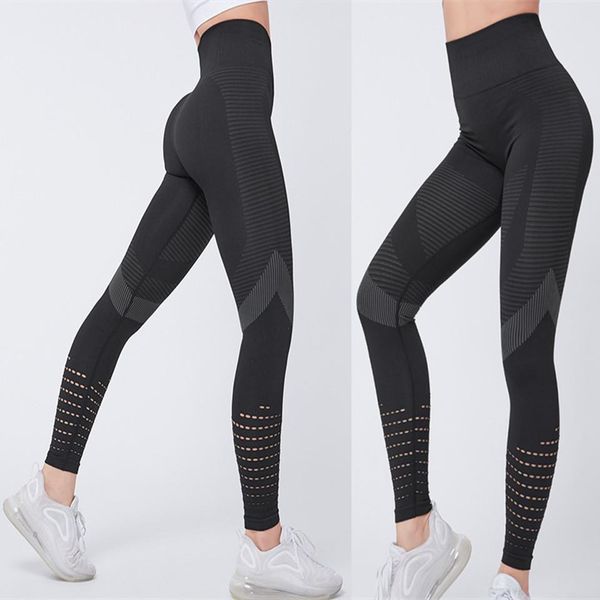 

fitness high waist women leggings push up patchwork hollow out spandex leggin femme seamless impact bar vest tanks, Black