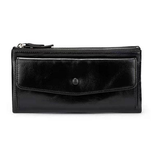 

purse women's mid long hand bag leather wallet multi card large capacity, White