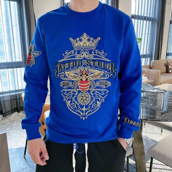

men's hoodies & sweatshirts brand slim delicate heavy industry embroidered printed hoodie autumn and winter soft long sleeve pullover, Black