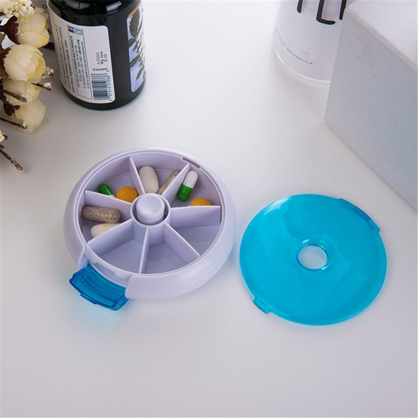 

round seven grids rotating combined pill box medicine classification portable 7 grid plastic carry-on storage convenient for travel