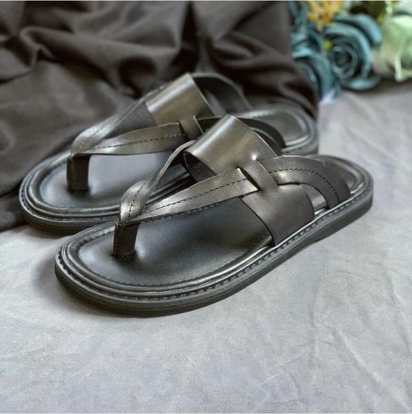 

slippers sapatos masculinos verÃ£o nova moda causal couro do plutÃ´nio deslizamento no de pÃ© aberto estilo britÃ¢nico chinelos de grife men rfe, Black