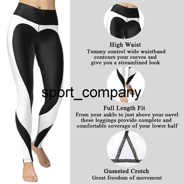 Classici leggings bianchi Woman Timps Fitness Leggings Sexy Worke Sports Black Heart Woman's Clothes 2021