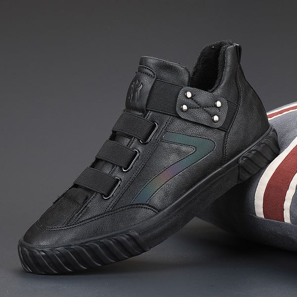 

men shoes warm plush winter men casual shoes slip on male footwear adulto soft comfortable non slip cotton shoe fashion sneakers, Black