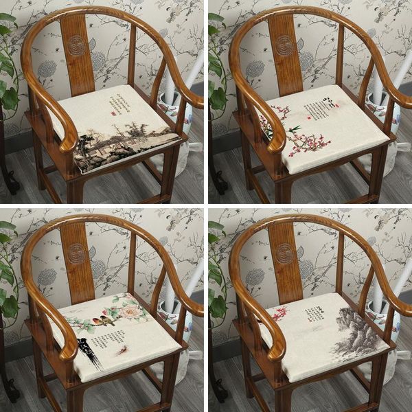 

chinese cotton linen sofa chair seat cushions home office zippered sitting mat ethnic armchair comfortable pads cushion/decorative pillow