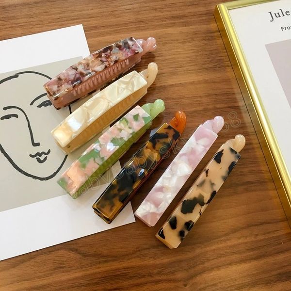 

korea ins hair clips accessories fashion leopard acrylic acetate barrettes for women girls nonslip large hairpins headdress, Slivery;white