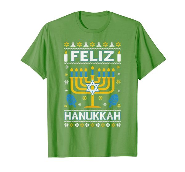 

happy hanukkah ugly sweater feliz chanukah menorah t-shirt, White;black