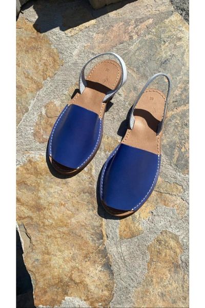 

sandals handmade genuine leather blue women sandals-10011, Black