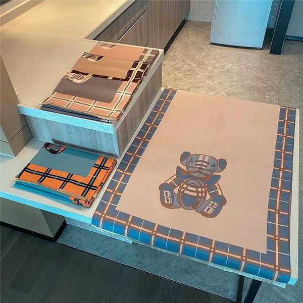 

hats, scarves & gloves sets 2021 gift cute printing bear women cashmere shawl long winter thick scarf, Blue;gray