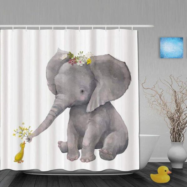 

ranelpm decoration shower curtain for decorative bathroom curtains sitting elephant cute duck wreath flowers friendship bathroom