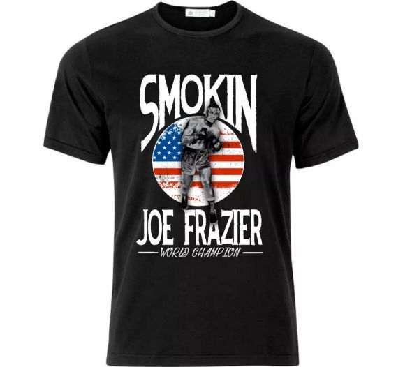 

smokin joe frazier world champion boxing t shirt black, White;black