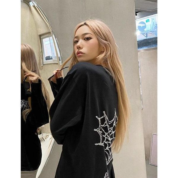 

women's hoodies & sweatshirts women gothic diamonds oversize y2k pullover womens korean fashion punk style casual hoodie hip hop, Black