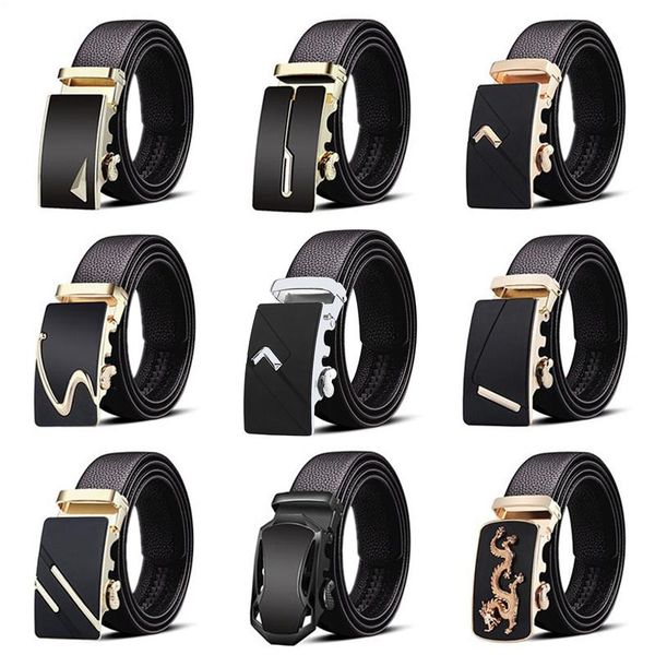 

belts men's genuine leather belt brand business affairs leisure superior quality alloy automatic buckle edging, Black;brown