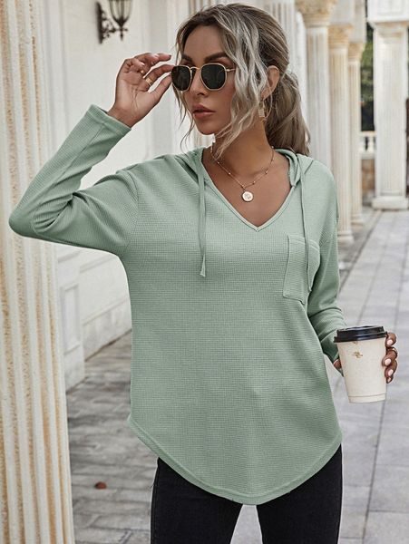 

drop shoulder curved hem drawstring hoodie a8si#, White;black