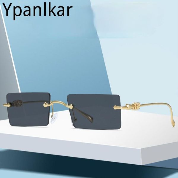 

small rectangle sunglasses women rimless square sun glasses for summer style female uv400, White;black
