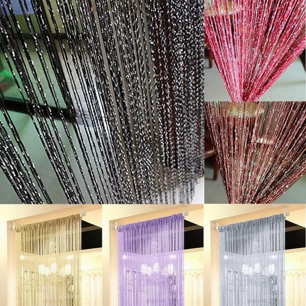 

curtain & drapes 200x100cm shiny tassel line curtains string window door divider drape living room decor valance