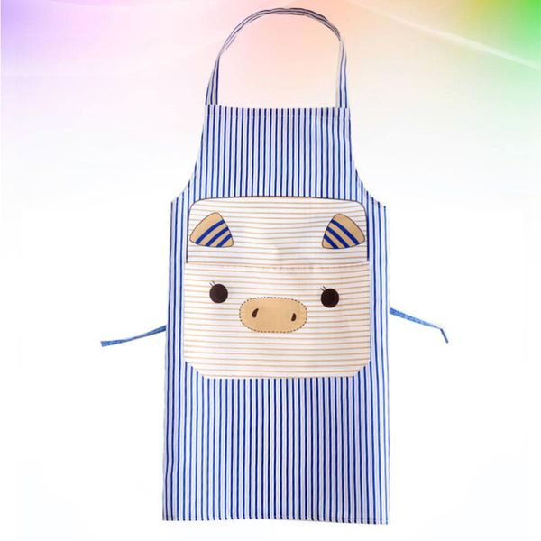 

polyester apron cartoon pig stripe cleaning oil-proof and dirt proof hanging neck kitchen cooking pinafore (random c aprons