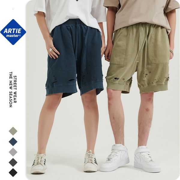 

fashion shorts artie men's wear | ins wind wash water make old thread bottom swing cut casual, White;black