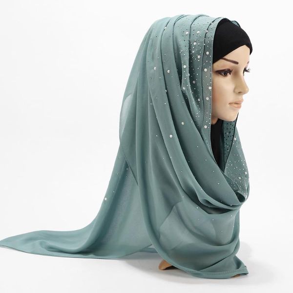 

scarves women 175x72cm hijab chiffon solid fashion ladies long scarf muslim arab wrap shawl mousseline 30#, Blue;gray