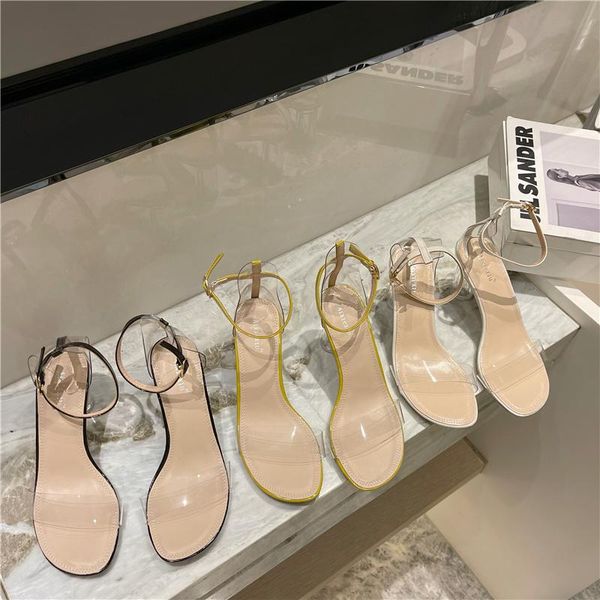 

sandals women 2021 summer style version with open toe thick heel transparent crystal high women's shoes, Black