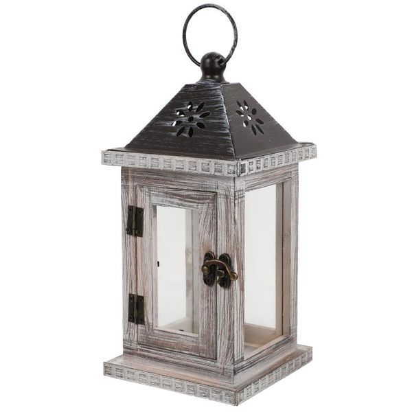 

candle holders 1pc iron art wood stand nordic style hanging lantern retro holder