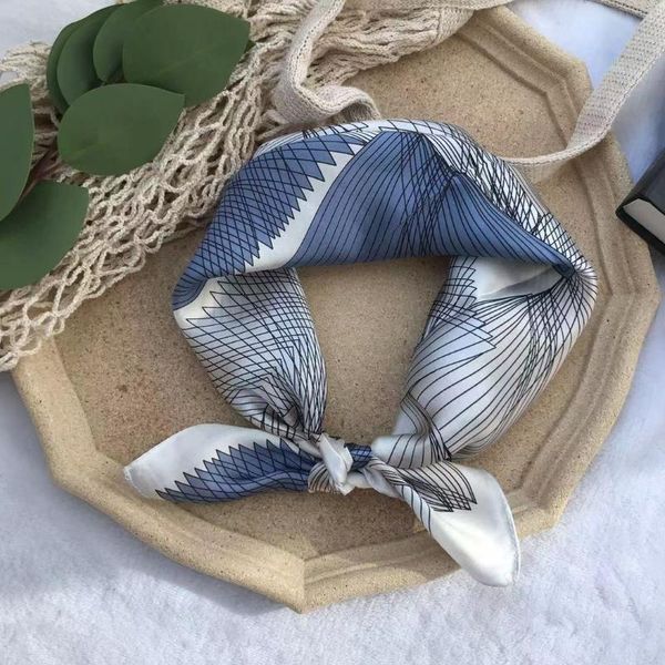 

scarves luxury headscarf 100% real silk scarf women neckerchief female hairband square pashmina hijab foulard bandana headband, Blue;gray