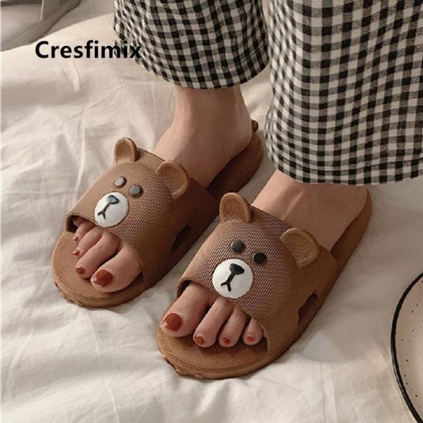 

marlisasa women cute slip on flat slippers lady casual home & outside beach brown vrouwen pantoffels f5048, Black