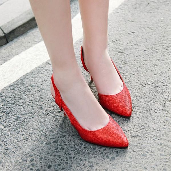 

dress shoes big size high heels sandals women woman summer ladies sequined pointed, Black