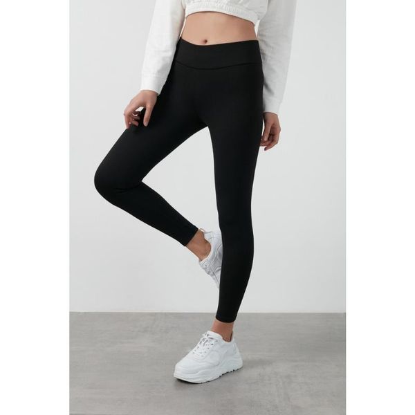 

women's leggings yÃ¼ksek bel rlayici slim fit spor tayt kadin, Black