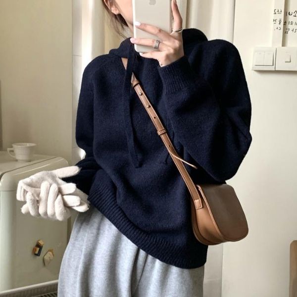 

women's sweaters hooded sweater 2021 autumn and winter korean version loose thickened long sleeve top, White;black