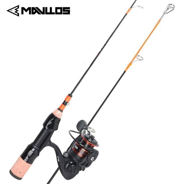 

mavllos ultralight ice fishing rod reel set combo 8+1 bearings 2 sections 52.5cm portable winter tackle boat rods