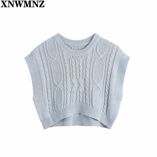 

women fashion with cable-knit cropped knit vest sweater vintage o neck sleeveless female waistcoat chic woman 210520, Black;white