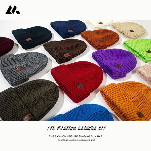 

women's knitting wool autumn winter casual fashion men's cold hat, Black;white