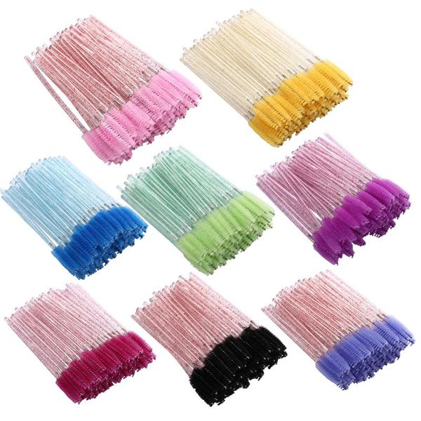 

makeup brushes 50pcs/pack professional bendable diamond handle mascara wands eyelash extension tools disposable crystal