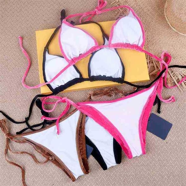 

fashion swimwears brand velvet 3 pieces bikini set luxury skirt swimming suit designer swimsuit women biquini bathing mononiki xl 04r8, White;black