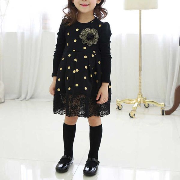 

spring autumn flower lace girls drchildren kids clothing for baby kid long sleeve birthday party drchildren costume x0803, Red;yellow