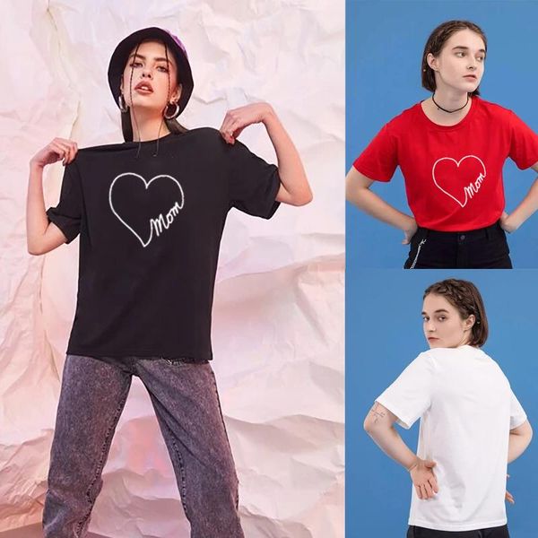 

fashion summer t shirt 2021 women's short sleeve casual print loose t-shirt same for men and women, White