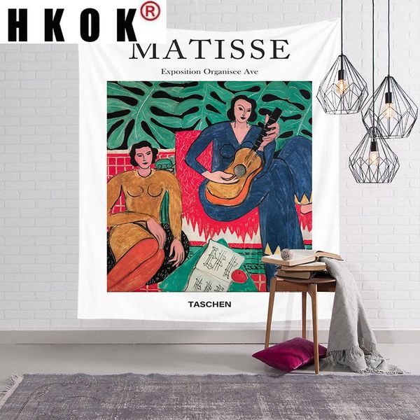 

tapestries hkok retro beauty matisse painting tapestry wall hanging covering rugs background cloth beach mat blanket art living home decor