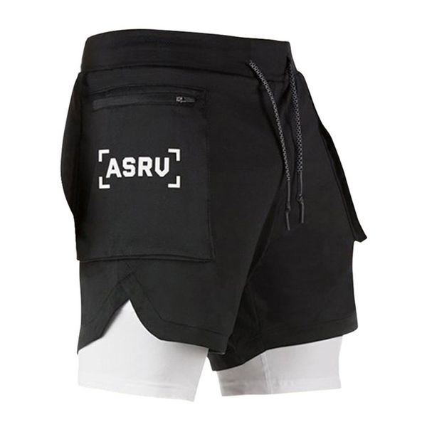 

summer running shorts men 2 in 1 sports jogging fitness shorts training quick dry mens gyms men shorts sport gyms short pan 210324, White;black