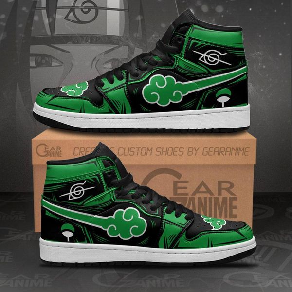 

akatsuki sneakers green custom anime shoes