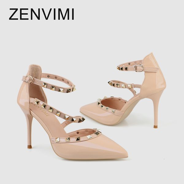 

9628-8 pointed 2021 summer rivet women's super high heel sandals single sho